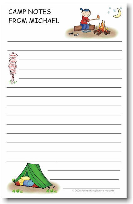 Pen At Hand Stick Figures - Large Full Color Notepads (Campfire Boy)